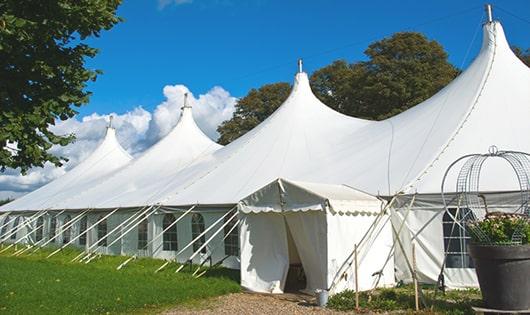 high-quality portable restrooms stationed at a wedding, meeting the needs of guests throughout the outdoor reception in Berkeley Heights